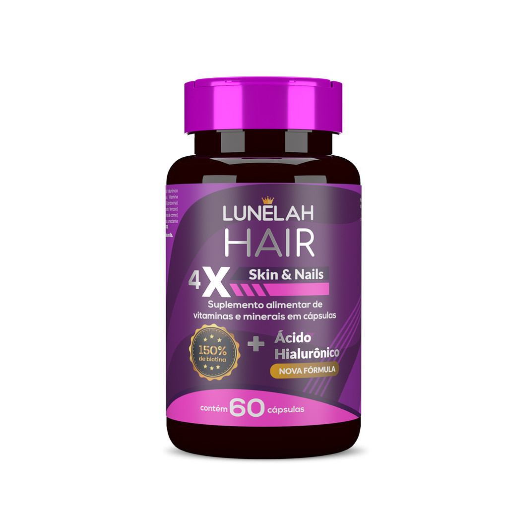 LUNELAH CABELO PELE E UNHAS + ACIDO HIALURONICO 60CAPS