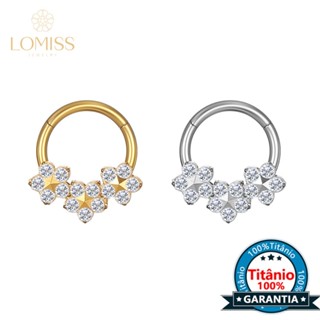 Lomiss Piercing Helix Septril Rook Conch Argola Titânio Segmento Articulado 3 Flores Zircônia Cravejada em Oferta na Shopee