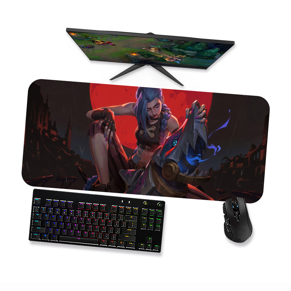 Mouse Pad Gamer Grande  LoL Arcane Jinx 16  LoL  90x40 80x40 60x40 70x30 45x40