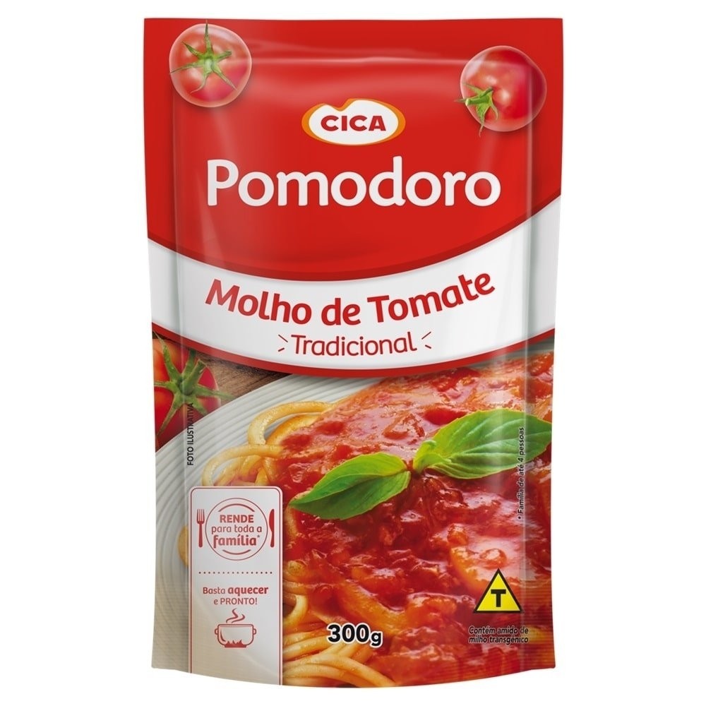 Molho de Tomate Pomodoro Tradicional Sachê 300g - Embalagem com 24 Unidades em Oferta na Shopee