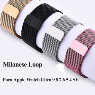 Pulseira de aço milanesa para Apple Watch Ultra 3 2 49mm SE series 11 10 9 8 7 SE 6 5 4 3 2 46mm 45mm 41mm 44mm 40mm em Oferta na Shopee
