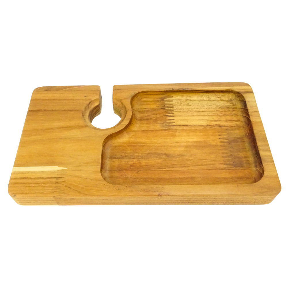 Petisqueira Madeira Com Suporte Para Taça 21x12cm