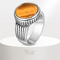 Anel Amarelo Redondo De Aço Inoxidável Vnox Para Homens , De Casamento Misterioso Clássico Vintage Sem Desbotamento , Pr