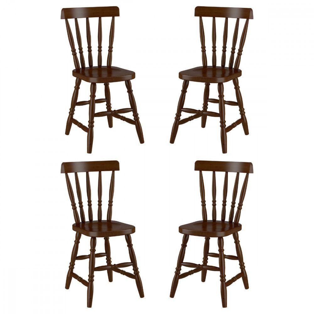 Conjunto 4 Cadeiras Madeira Eucalipto Castanho Piratini Castanho em Oferta na Shopee
