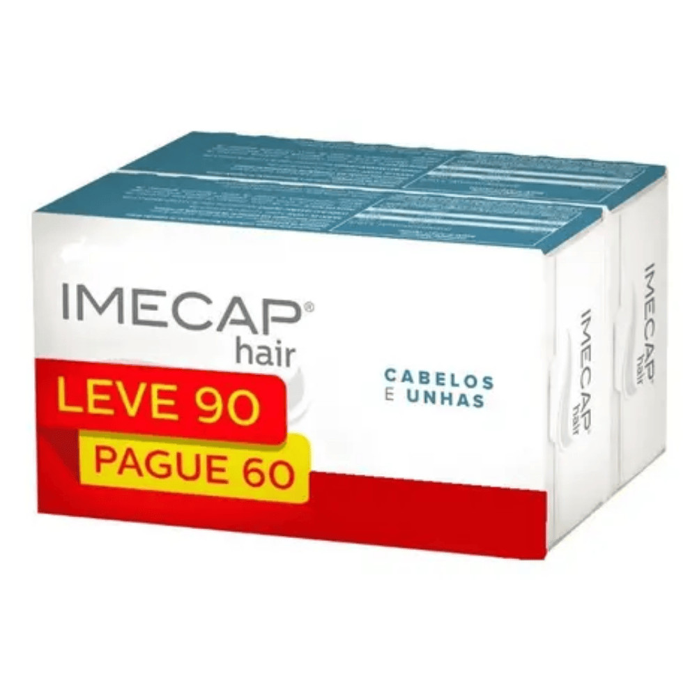 Imecap Hair Kit Pague 60 Leve 90 Cápsulas  Força e Crescimento para Cabelos e Unhas