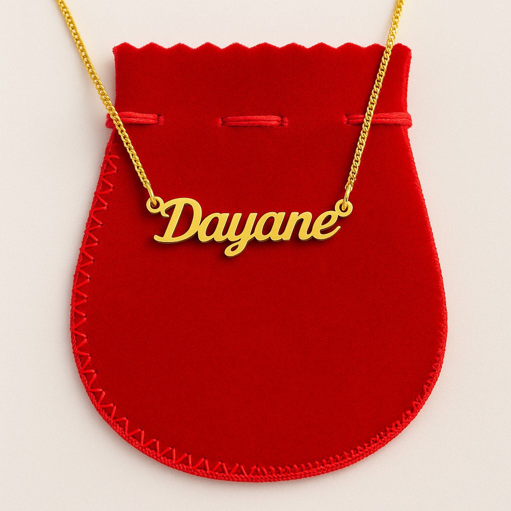 Colar Nome Personalizado Banhado a Ouro 18K Antialérgico – Presente em Oferta na Shopee