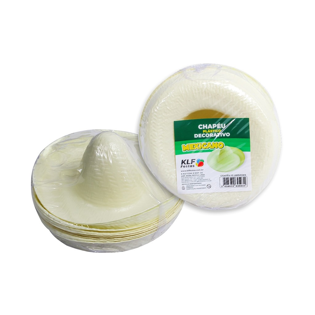 CHAPÉU PLÁSTICO DECORAÇÃO C/10 - MEXICANO