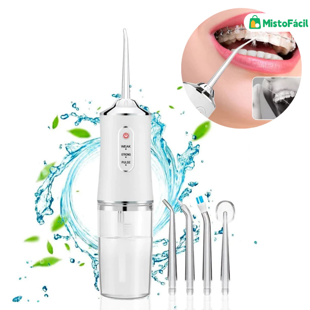 Irrigador Bucal Multifuncional USB Jato Água Limpador Dentes Portátil Viagem