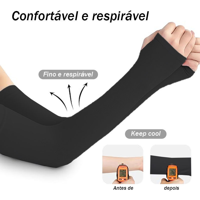 "Manguito Preto com Efeito Gelado" — Proteção refrescante para o verão! em Oferta na Shopee