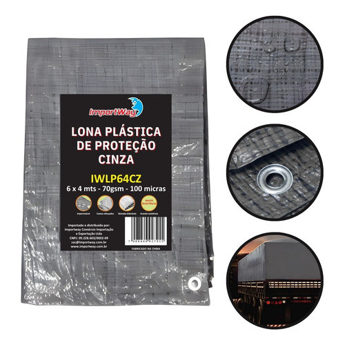Lona Plástica 6x4 Reforçada 70gsm 100 Micras 24 Metros Quadrados Cinza em Oferta na Shopee
