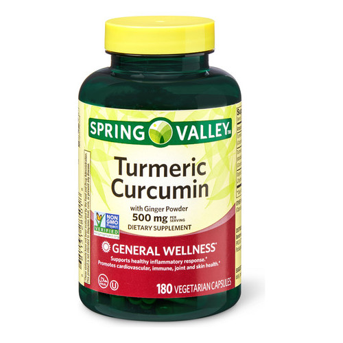 Turmeric Curcumin Cúrcuma 500 mg Spring Valley 180 Caps Original Lacrado Importado Estados Unidos