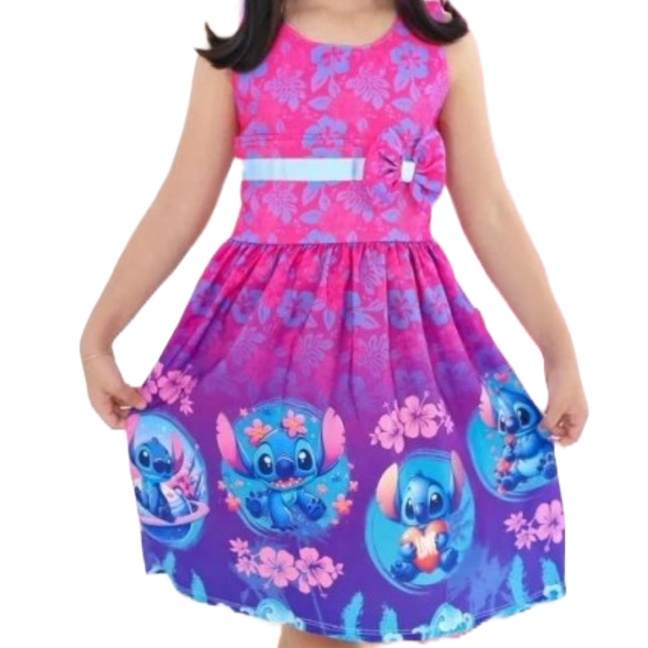 Vestido Infantil casual ou Festa Menina  Stitch Infantil