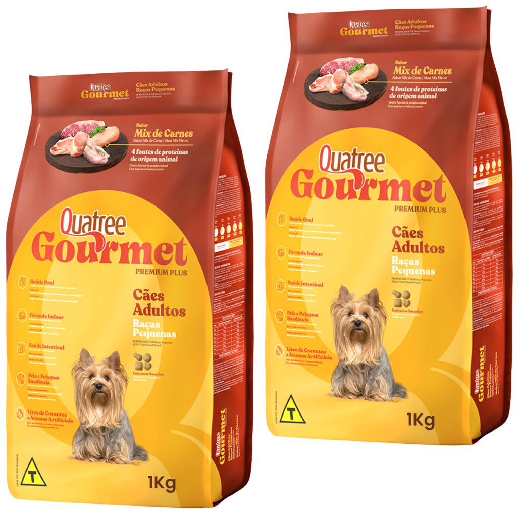 Kit 2 Ração Quatree Gourmet Cães A.D Raças Pequena - 1Kg em Oferta na Shopee