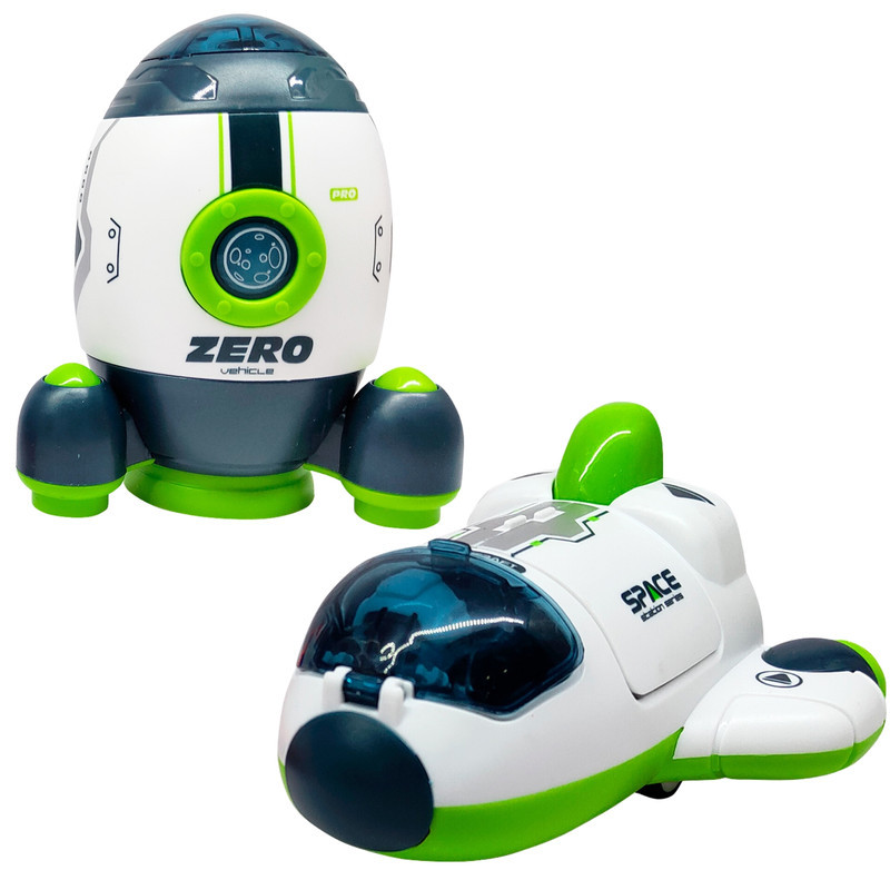 Kit 2 Brinquedos Astronauta Nave Espacial + Foguete Espacial Verde - Dm Toys