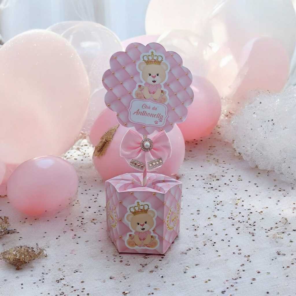 10 Unidades Centro de mesa Festa Chá Ursinha Rosa em Oferta na Shopee
