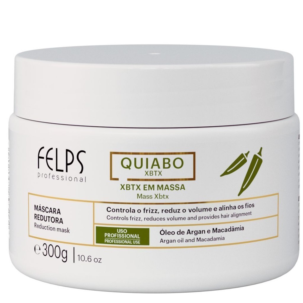 Máscara Redutora de Volume Capilar XBTX Quiabo em Massa Botox 300g - Felps Professional