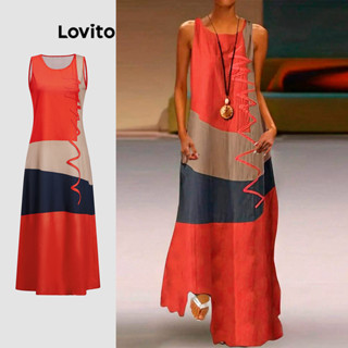 Lovito x Glenda Vestido Casual Padrão Geométrico Vestido Básico Para Mulheres LBL18707 em Oferta na Shopee