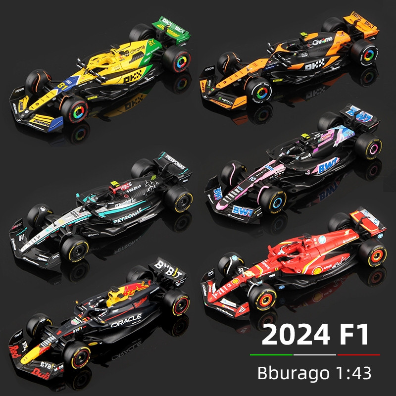 Bburago 1:43 2024 F1 Modelo Miniatura da Aliança Diecast Brinquedo de Corrida de Fórmula McLaren MCL38 Mercedes W15 Fe