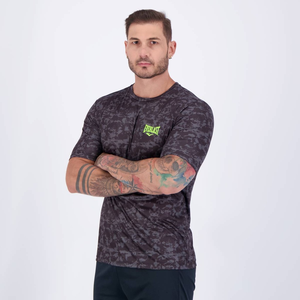 Detalhes do Camiseta Everlast Camuflada Preta