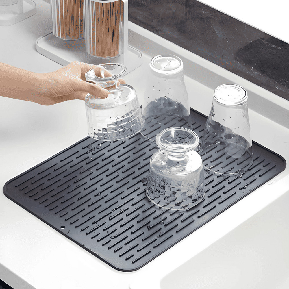 Tapete De Pia Escorredor Bar Mat Antiderrapante Silicone Emborrachado Barman Secar Louças Copos