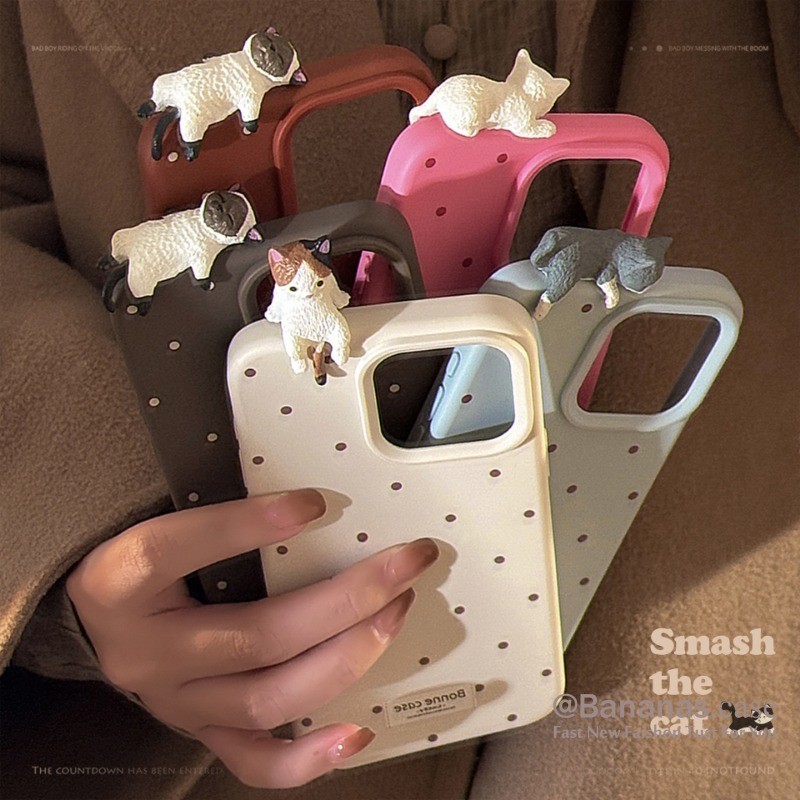 Capa De Telefone Para iPhone 16 15 14 13 12 11 Pro Max X Xr Xs 3D DIY Gato Fofo Cor Doce Traseira De Couro Macio