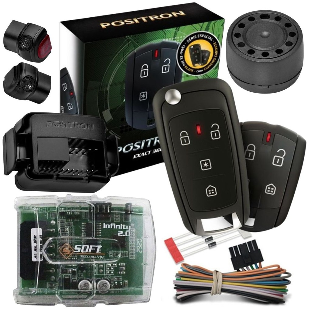 Alarme Positron Exact Ex360 Chave Canivete + Módulo De Vidro