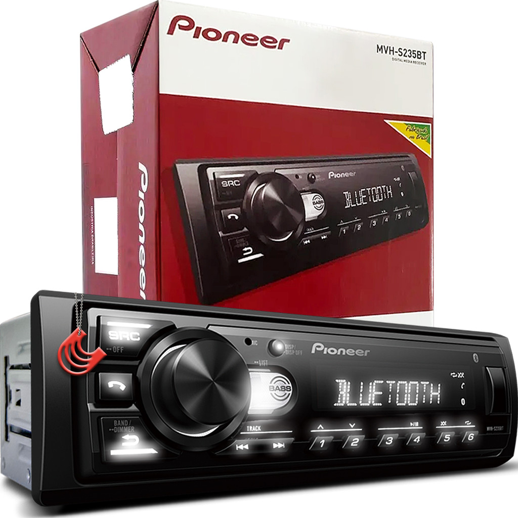 Aparelho Pioneer Toca MP3 Player Auto Som Automotivo Bluetooth Usb RCA Radio FM Potencia MVH-S235BT - Spare Parts and Accessories for Vehicles