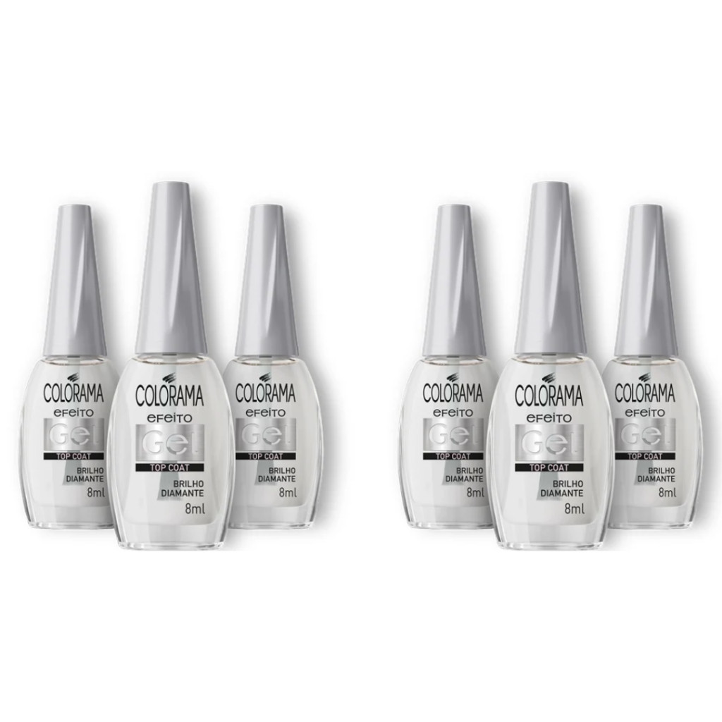 Kit 6 und Esmalte Colorama Gel Top Coat Brilho De Diamante 8ml em Oferta na Shopee