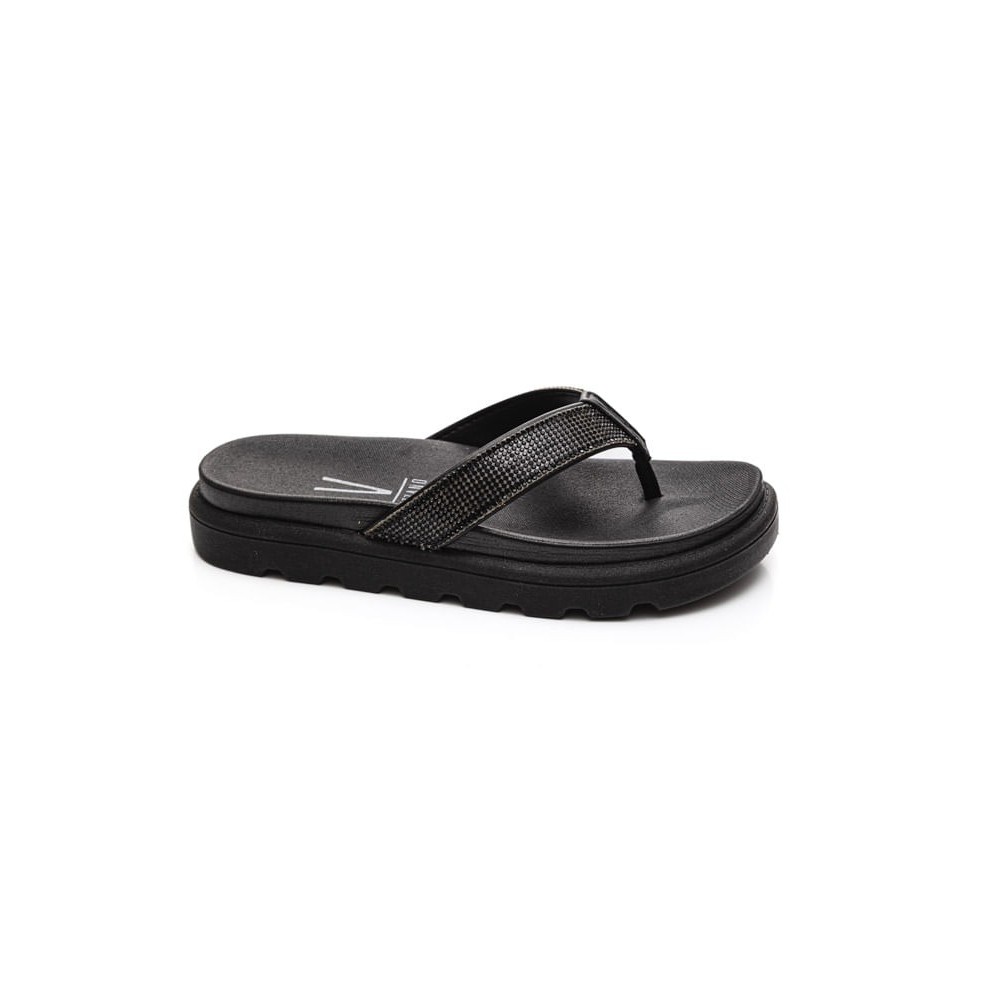 Sandalia Rasteira Dedo Papete Slide Feminino Vizzano Flatform  Strass Tratorada Confortável Presente Namorados