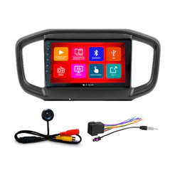 Kit Multimídia 9 Pol Strada 2021 2022 Android Auto CarPlay Qa+ 2 Din Preto Espelhamento Android Ios