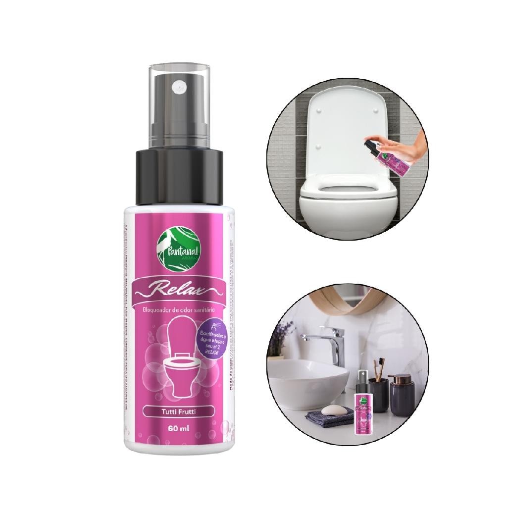 Bloqueador Odor Sanitário Tutti Frutti 60ml, Pantanal Aromas Banheiro Lavabo Neutralizador Aroma Perfumado