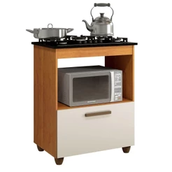 Balcão Para Cooktop 4 Bocas 1 Porta Kaiki Móveis Nature/Off White
