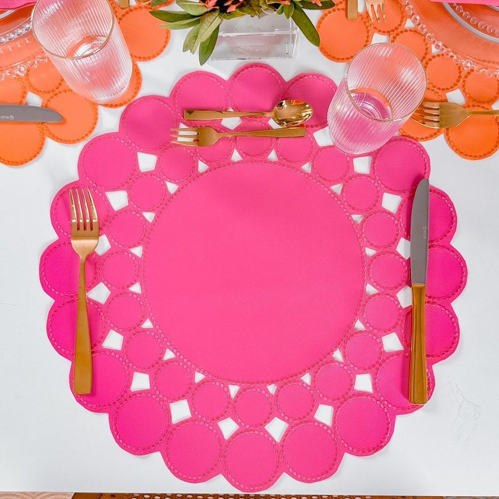 Kit 6 Lugares Americano Esfera Pink Mesa Posta