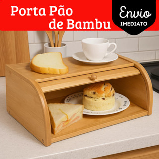 Porta Pão Bambu Cozinha Padaria Armazenamento De Pães