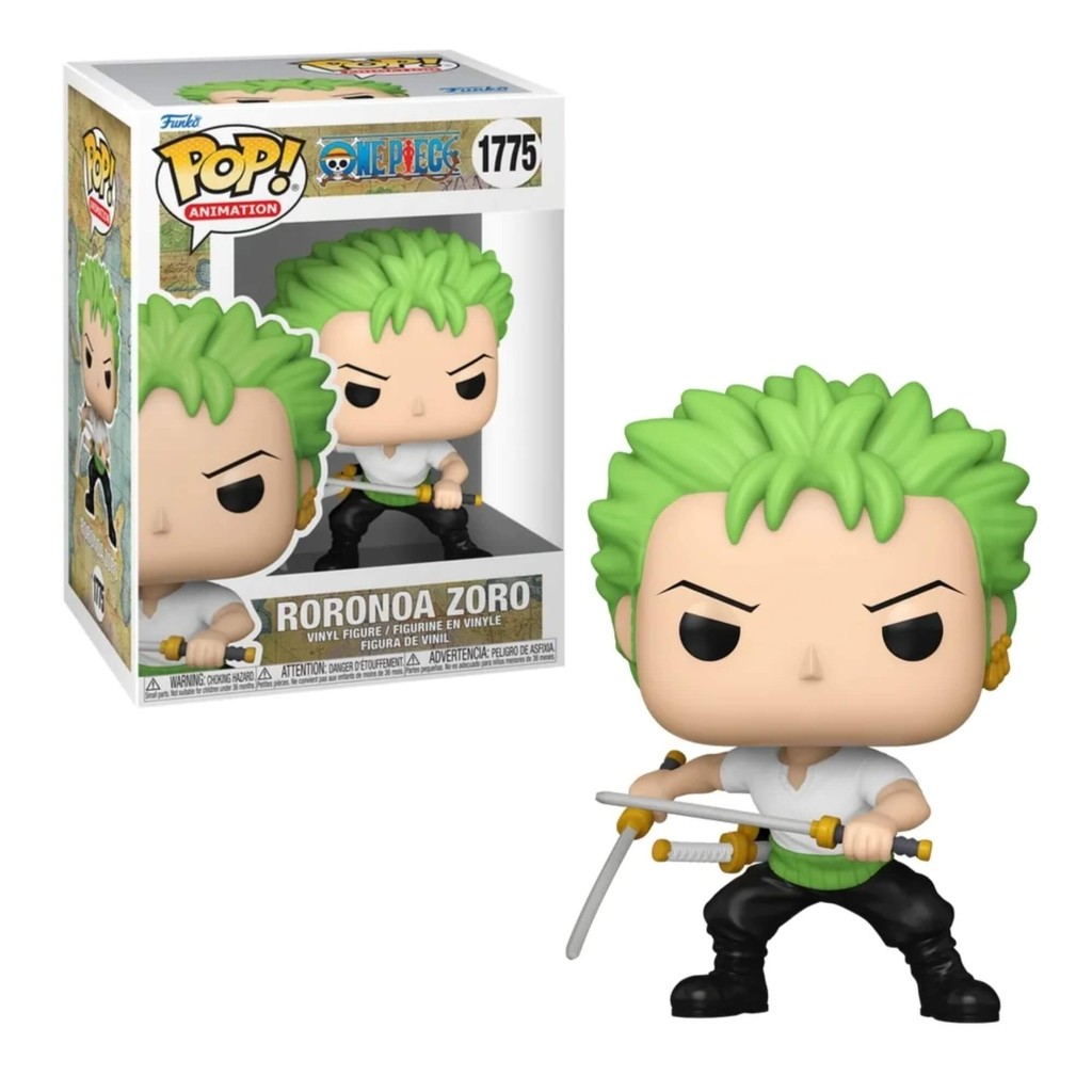Boneco Original Funko Pop! One Piece Zoro com Duas Espadas 1775 Anime Figura de Ação Brinquedo Vinil