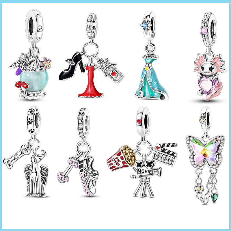 100 % 925 Prata Esterlina Perfume Garrafa Saia Sapatos De Salto Alto Pingente Anjo Cão Contas Encantos De Caber Marca Or em Oferta na Shopee