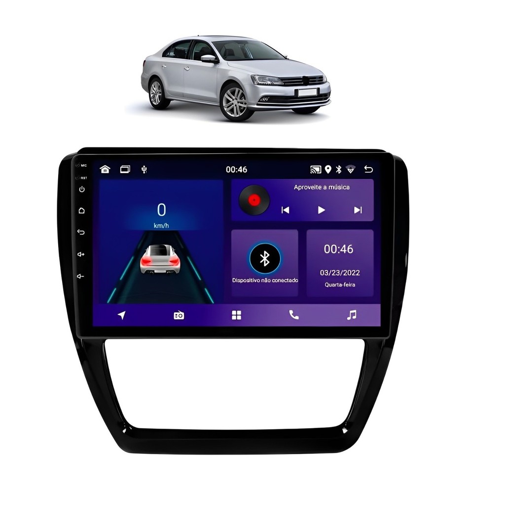 Kit Multimídia Jetta 2012 / 2017 9 Pol Android Carplay Gps 2/32GB - 915BR ROADSTAR