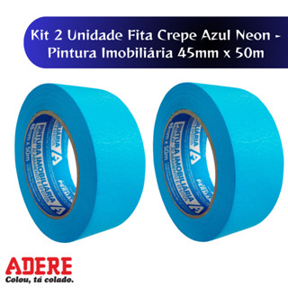 Kit 2 Unidades Fita Crepe Pintura Imobilíaria Azul Neon Premium 45mm X 50m Adere em Oferta na Shopee