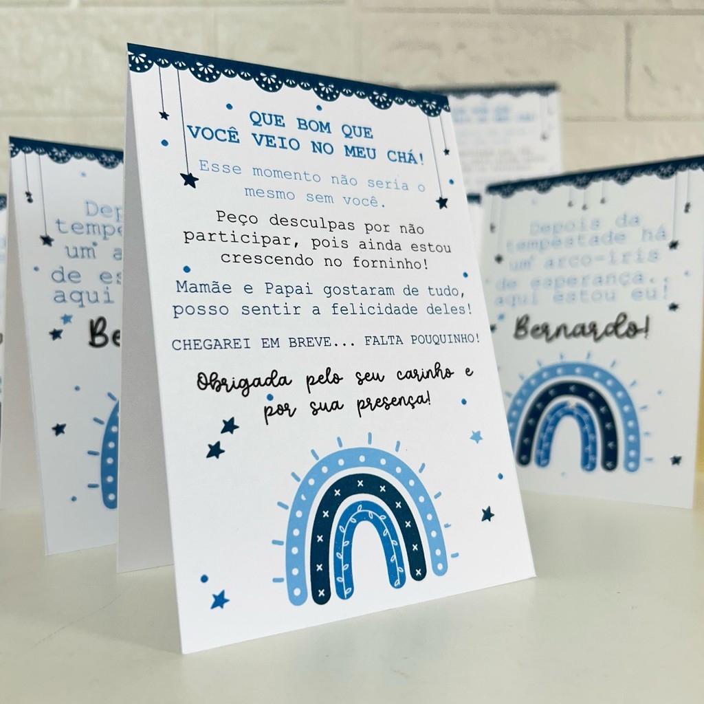 Arco-íris centro de mesa personalizado enfeite plaquinha decoração cha de bebe chá de bençãos menino arco iris azul