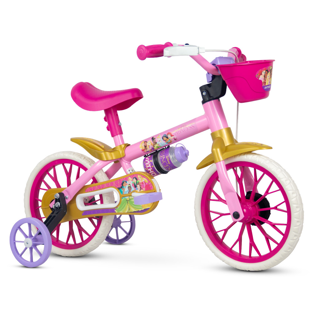Bicicleta Infantil Nathor Aro 12 com rodinhas Princesas de 3 a 5 anos em Oferta na Shopee