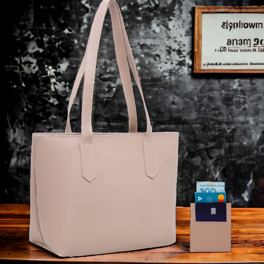 Kit Bolsa Sacola feminina pequena + porta cartão pequeno em Oferta na Shopee