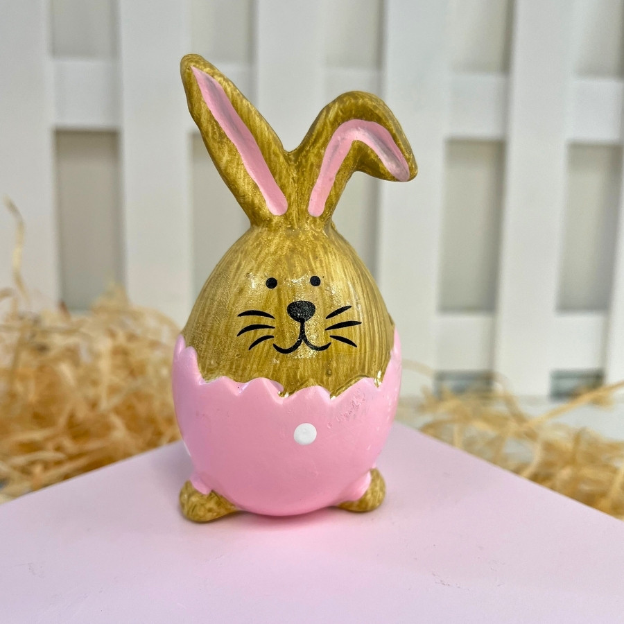 Enfeite Decorativo de Páscoa - Ovo Rosto de Coelho com Orelhas Rosa - 9,3cm - 1 unidade - Rizzo em Oferta na Shopee