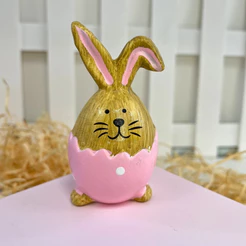 Enfeite Decorativo de Páscoa - Ovo Rosto de Coelho com Orelhas Rosa - 9,3cm - 1 unidade - Rizzo