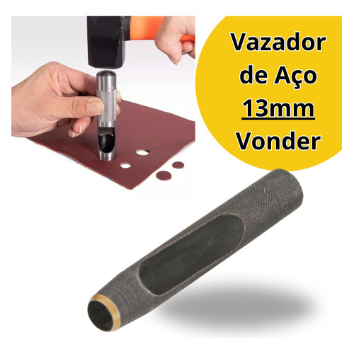 Furador Vazador 13mm Aço Couro Eva Junta Papelao Vonder Vazador De Aço 13mm Manual Cilíndrico em Oferta na Shopee