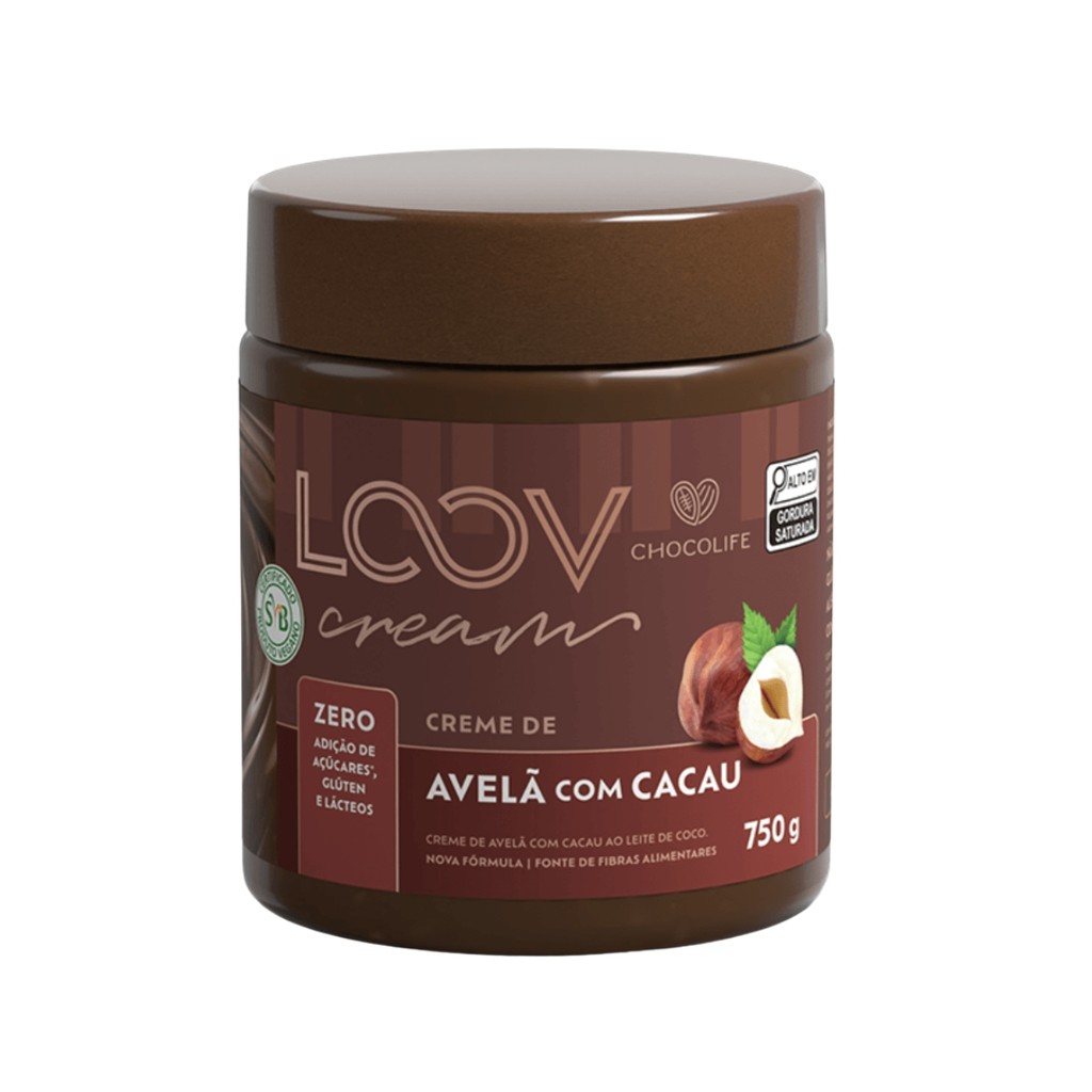 Creme De Avelã Com Cacau Zero Açúcar 750g Vegano Chocolife