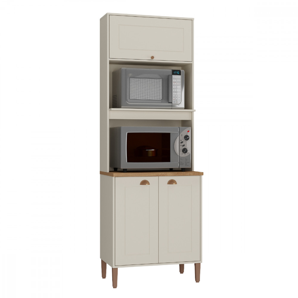 Paneleiro Microondas Tunisia 3 Portas Off White com Canelato Atualle em Oferta na Shopee