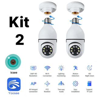 Kit 1 - 2 Câmera Segurança Prova D'água Infravermelho Lâmpada Externa 360 Sem Fio Wifi 2.…