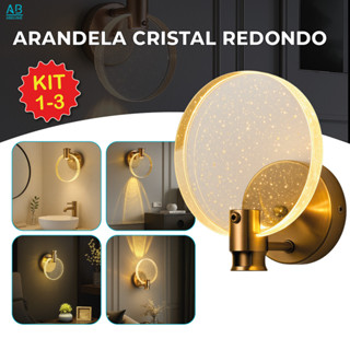 Luminária Arandela Cristal Led Redonda Dourada de Luxo Moderna Luz para Parede Bivolt em Oferta na Shopee