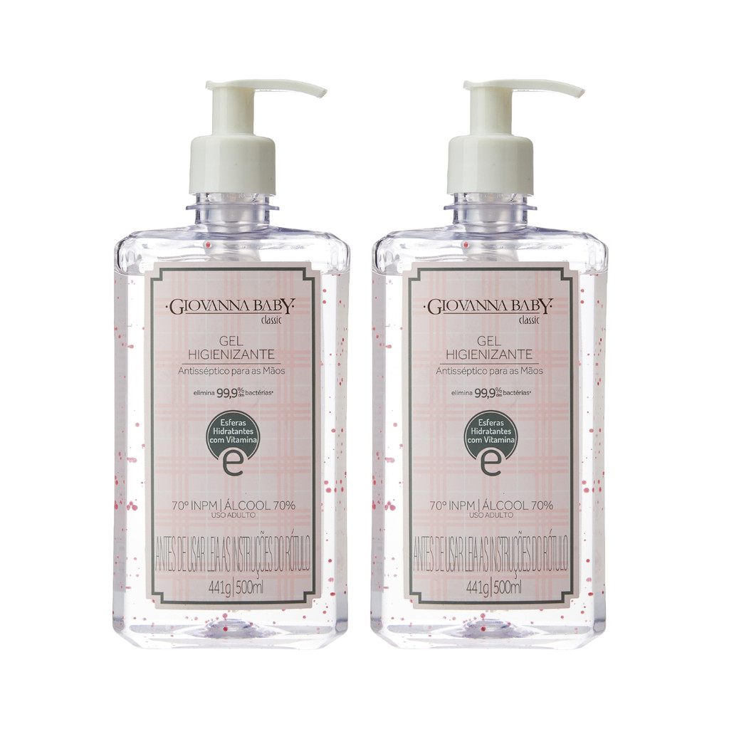 Kit 2 Alcool Gel Giovanna Baby Classic 500ml