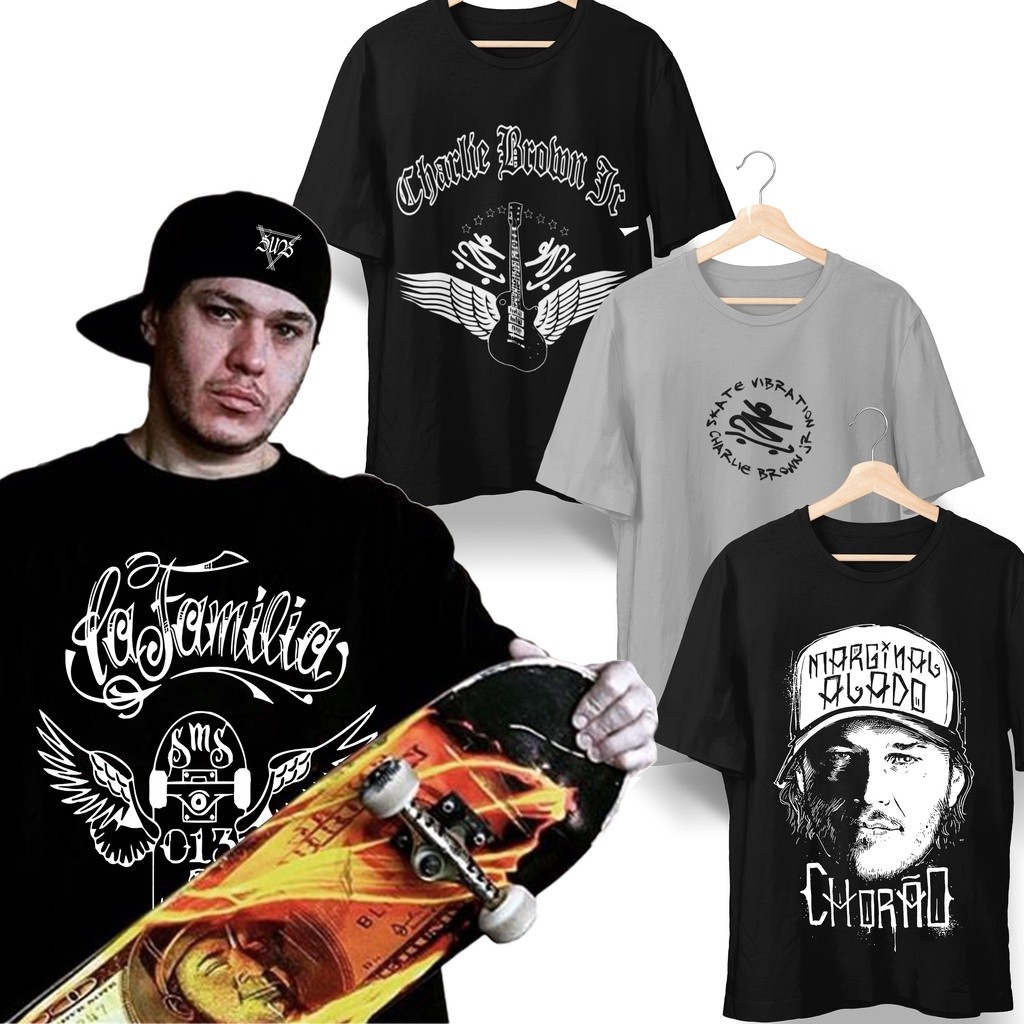 Camiseta Charlie Brown Jr. La Familía Skateboard camisa Rap Nacional Blusa Hip Hop Envio imediato